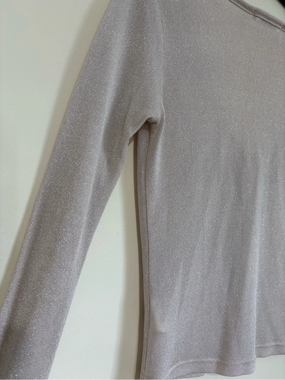 Vintage Benetton Formula 1 Metallic button up long sleeve sheer crop cardigan XS